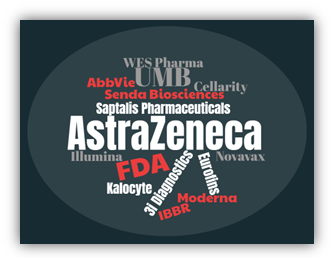 Word cloud with words like AstraZeneca, FDA, UMB to describe the MS in PSC internship
