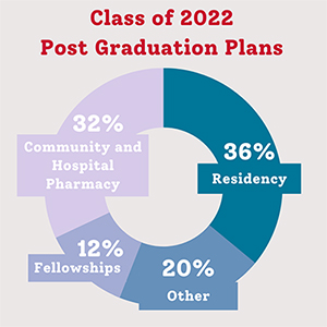 Graphic showing the various industries or placements for Class of 2022 after graduation.