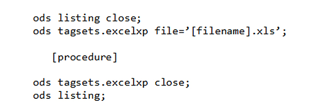ODS LISTING Close