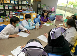 A group meeting during a rotation at Siriraj Hospital.