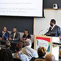 Moderator addresses panelists during PATIENTS Day 2017.